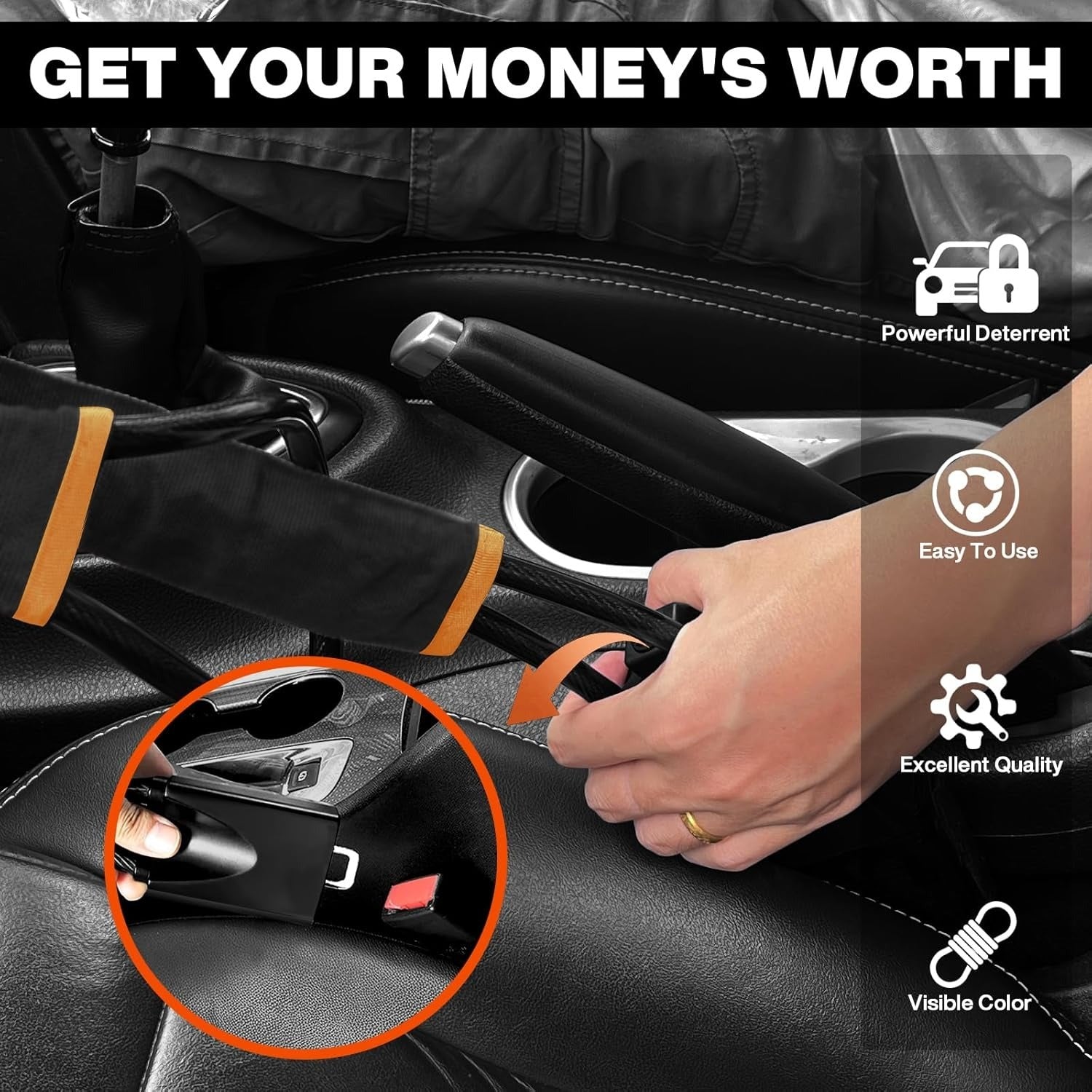 Car Steering Lock with Seat Belt
