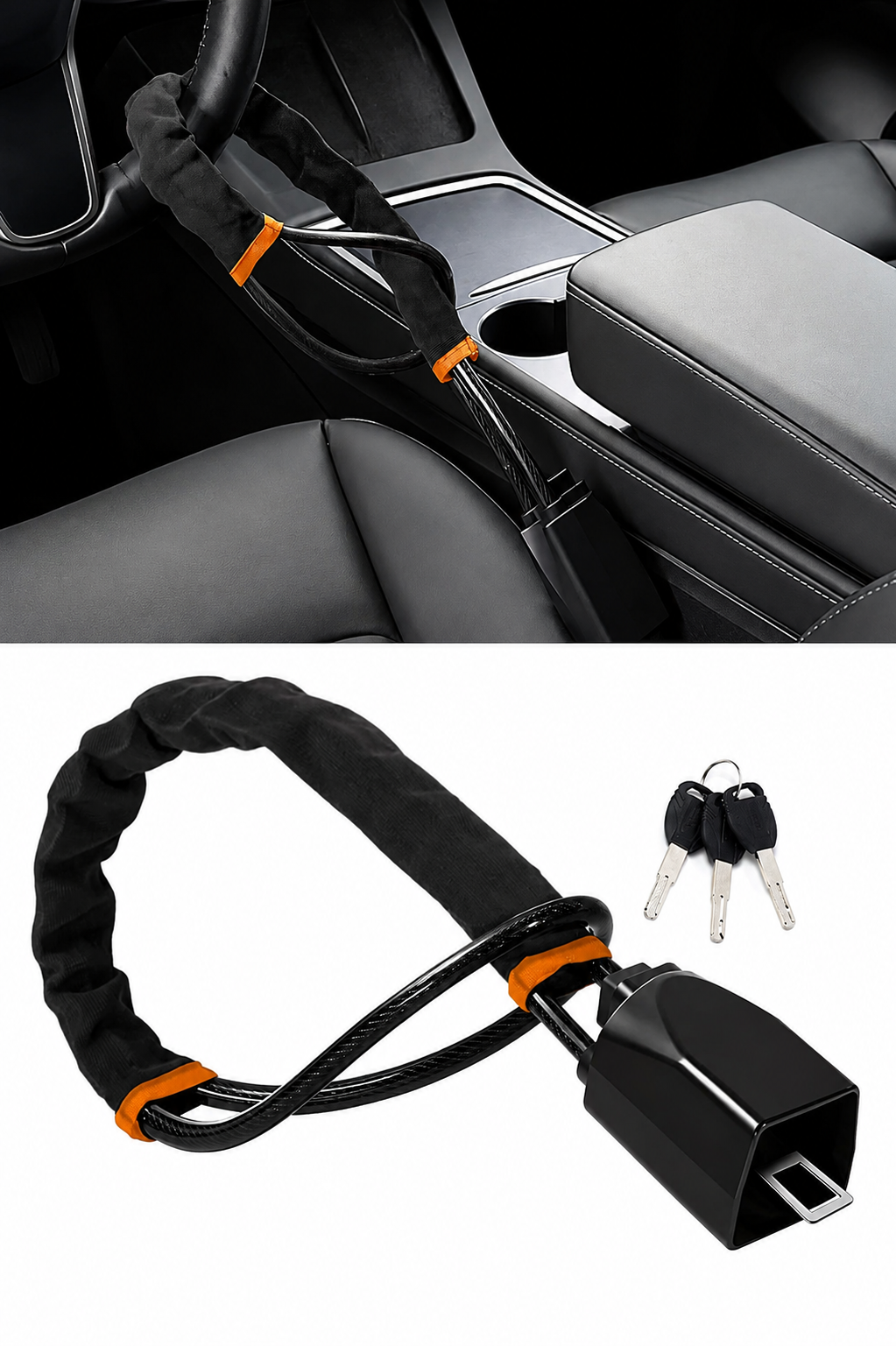 Car Steering Lock with Seat Belt